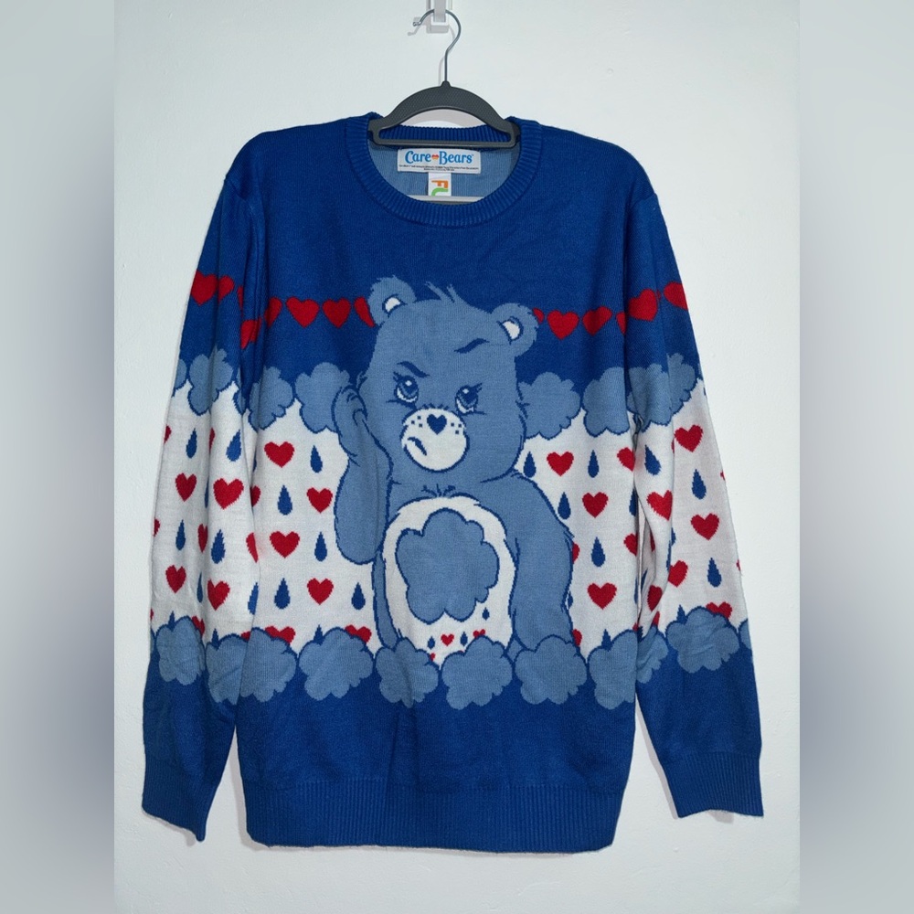Care Bears Grumpy Bear Knit Sweater (L) NWT